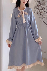 Round Collar Ruffle Lace Trumpet Sleeves Slimming Sweet Lolita OP Dress